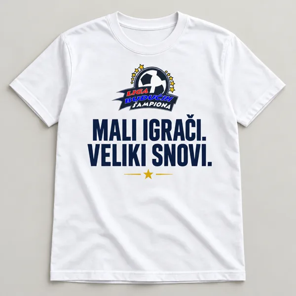 Predlog dizajna: Majica „Veliki snovi” — Bela — MALI IGRAČI. VELIKI SNOVI.