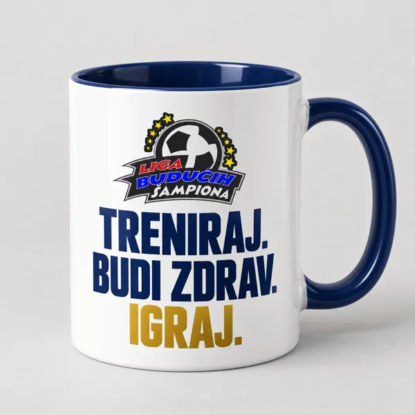 Predlog dizajna: Šolja „Igraj” — Plava — TRENIRAJ. BUDI ZDRAV. IGRAJ.