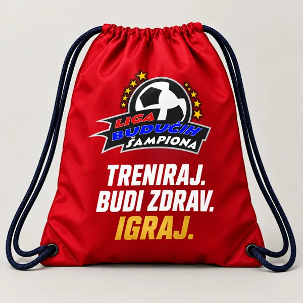 Predlog dizajna: Sportska vrećica — Crvena — TRENIRAJ. BUDI ZDRAV. IGRAJ.
